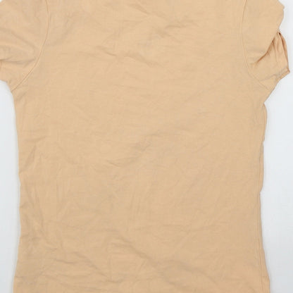 Primark Womens Orange  Cotton Basic Polo Size S Round Neck