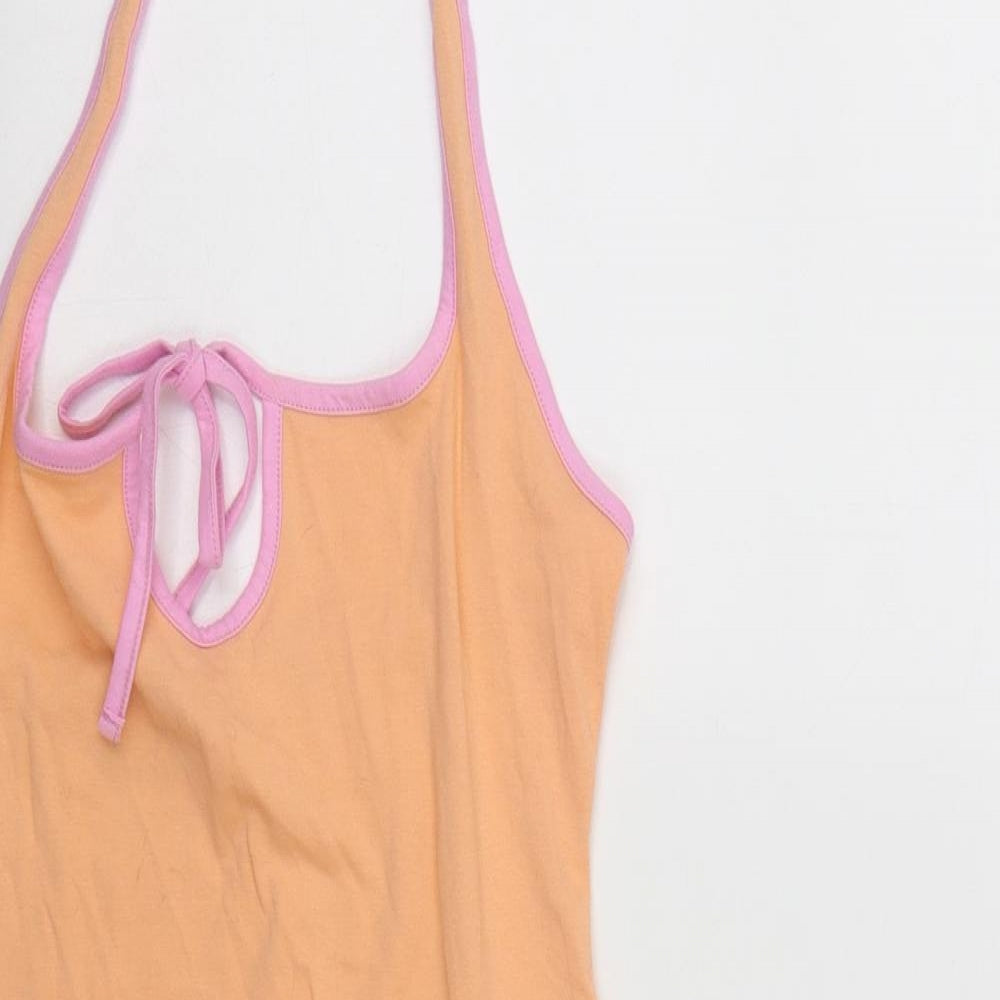 ASOS Womens Orange  Cotton Bodycon  Size 10  Round Neck Tie