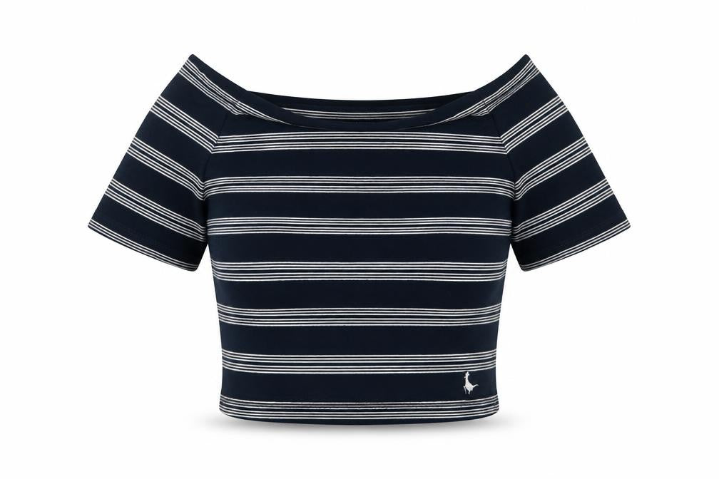 Jack Wills Womens Blue Striped Cotton Basic Blouse Size 10 Scoop Neck