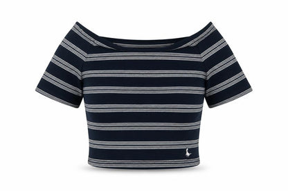 Jack Wills Womens Blue Striped Cotton Basic Blouse Size 10 Scoop Neck