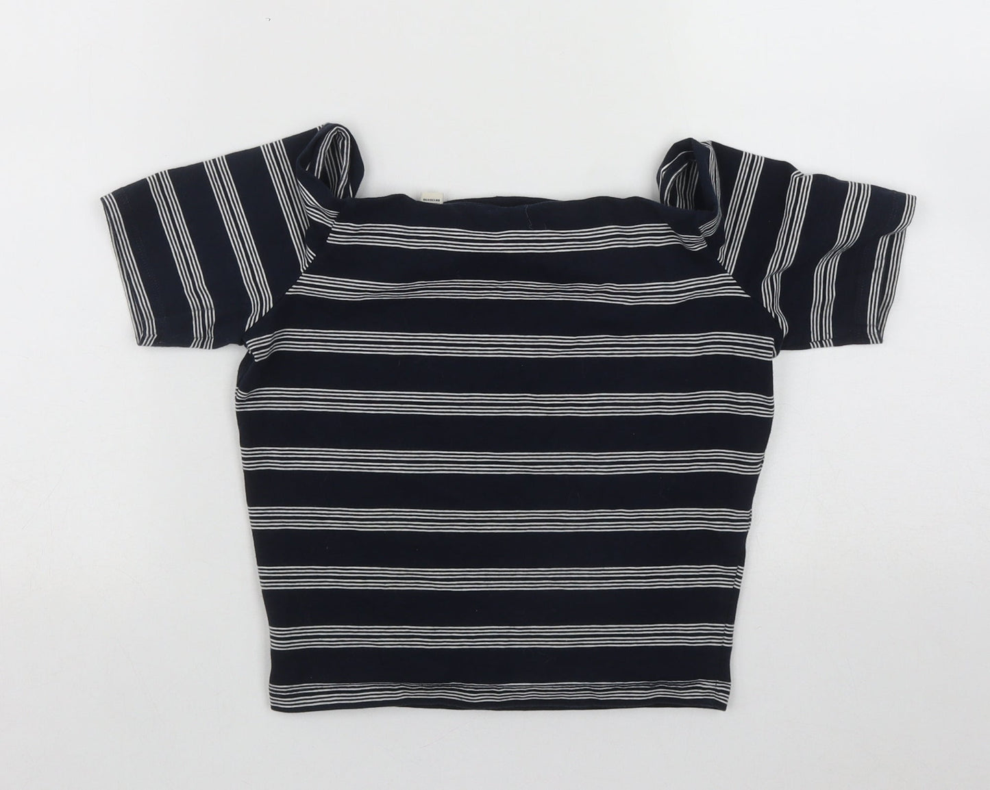 Jack Wills Womens Blue Striped Cotton Basic Blouse Size 10 Scoop Neck