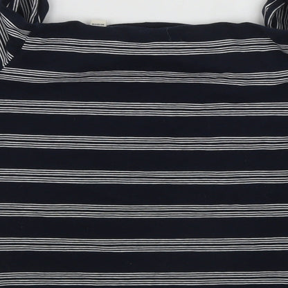 Jack Wills Womens Blue Striped Cotton Basic Blouse Size 10 Scoop Neck
