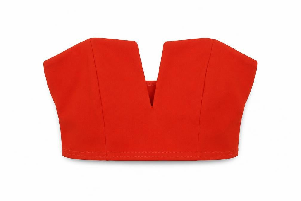 Misspap Womens Orange  Polyester Cropped Blouse Size 10 V-Neck - Tube Top