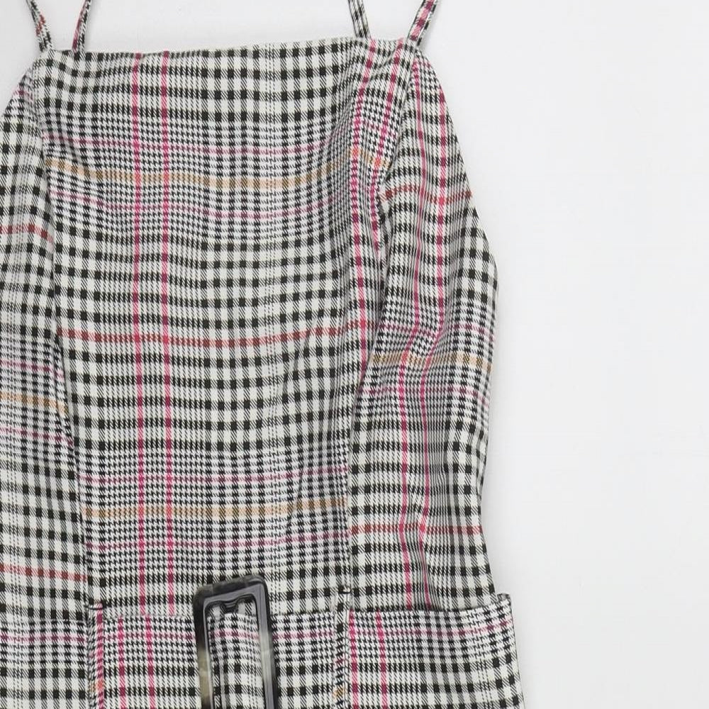 Primark Womens Multicoloured Plaid Viscose A-Line  Size 10  Square Neck Zip