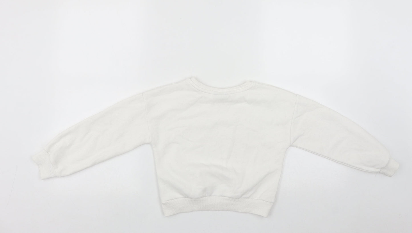 Matalan Girls White  Polyester Pullover Sweatshirt Size 8 Years