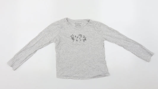 Primark Girls Grey  Cotton Basic Casual Size 9-10 Years Round Neck