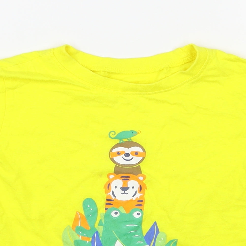 Dunnes Stores Boys Yellow  100% Cotton Basic T-Shirt Size 3-4 Years Round Neck Pullover