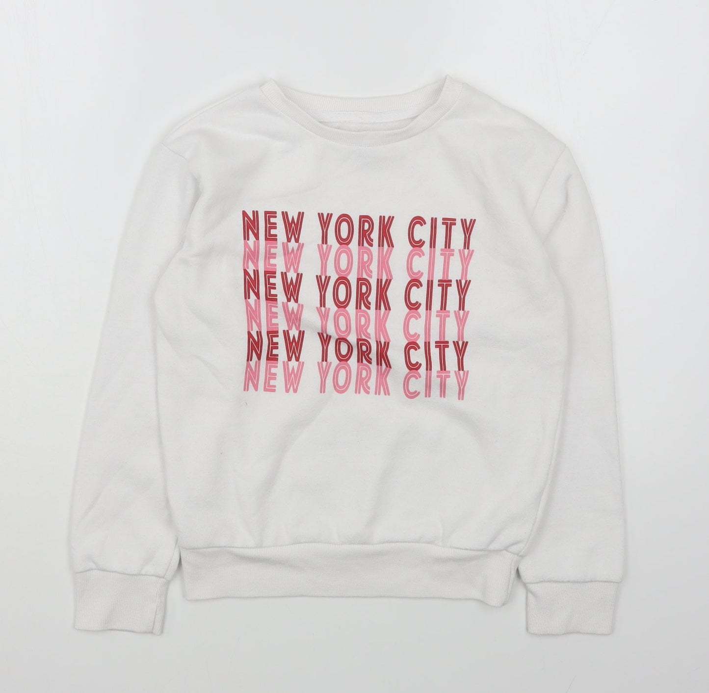 Primark Girls White  Cotton Pullover Sweatshirt Size 9-10 Years  Pullover