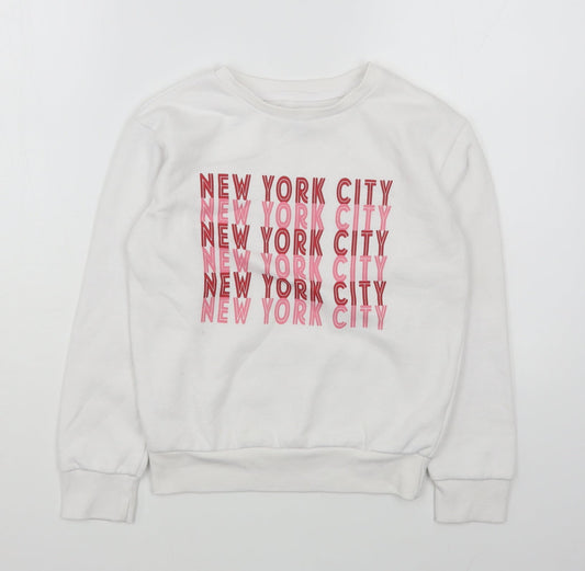 Primark Girls White  Cotton Pullover Sweatshirt Size 9-10 Years  Pullover