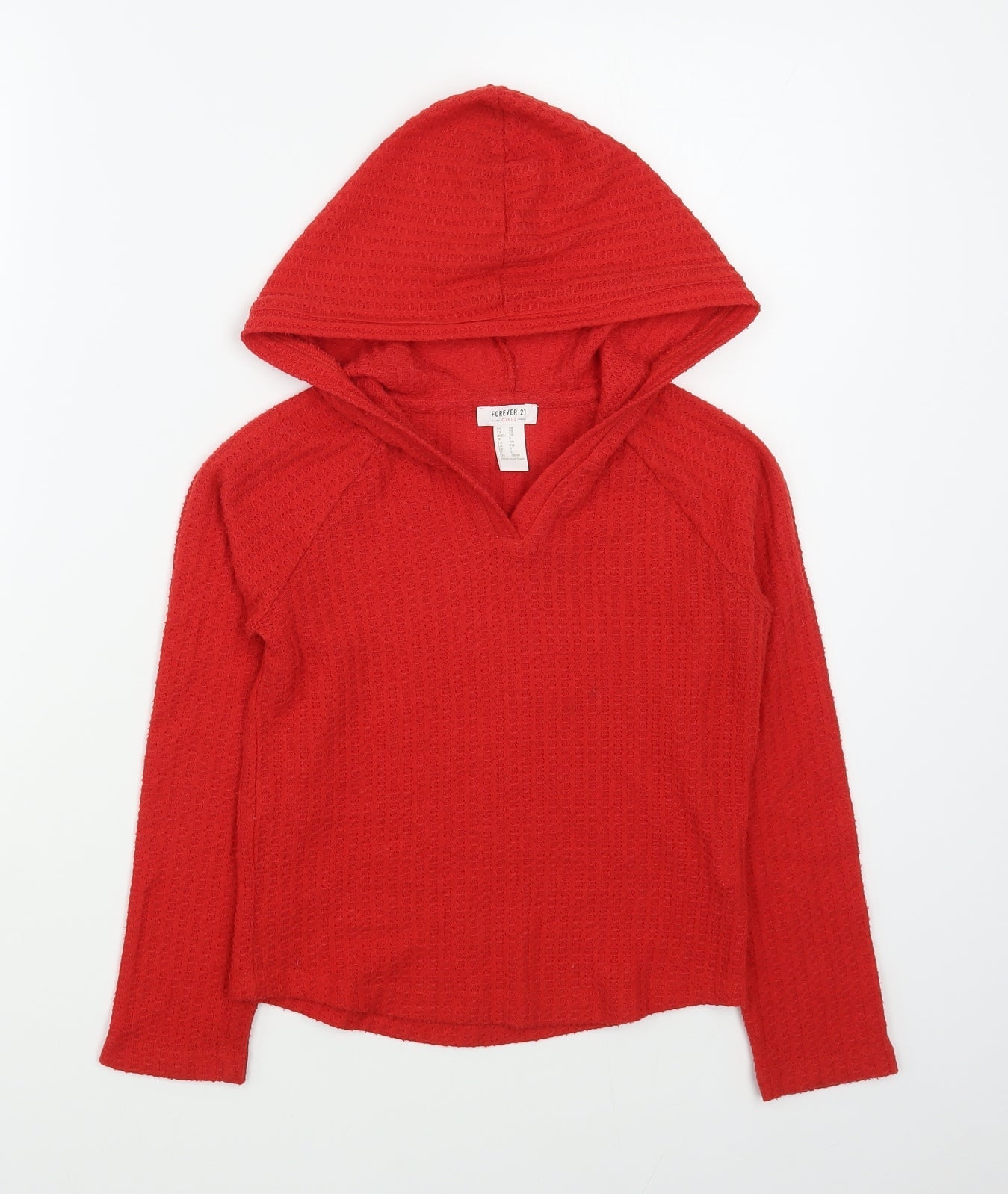 FOREVER 21 Girls Red  Polyester Pullover Hoodie Size 7-8 Years  Pullover