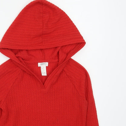 Forever 21 Girls Red  Polyester Pullover Hoodie Size 7-8 Years  Pullover