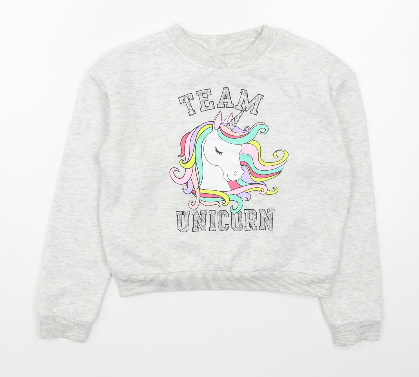 Primark Girls Grey  Polyester Pullover Sweatshirt Size 10-11 Years  Pullover