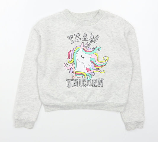 Primark Girls Grey  Polyester Pullover Sweatshirt Size 10-11 Years  Pullover