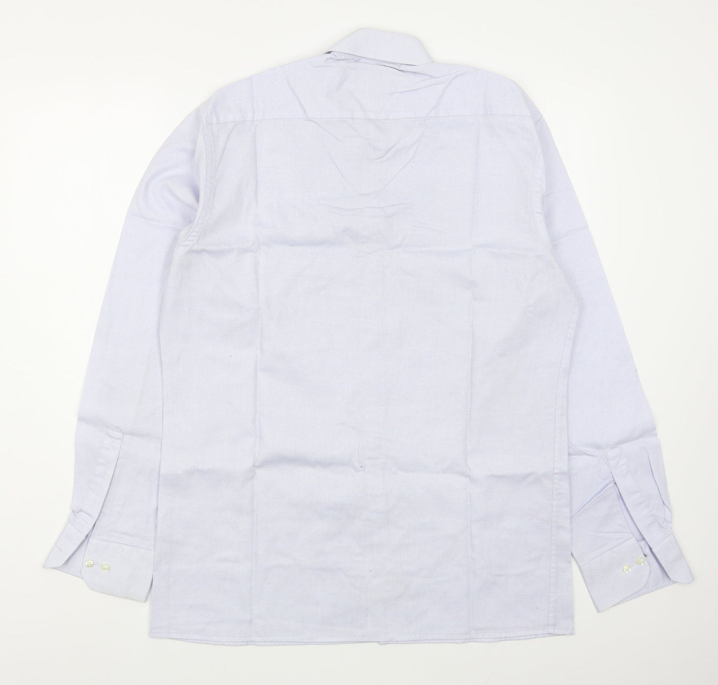 Eterna Mens Blue  Cotton  Dress Shirt Size 15.5 Collared Button