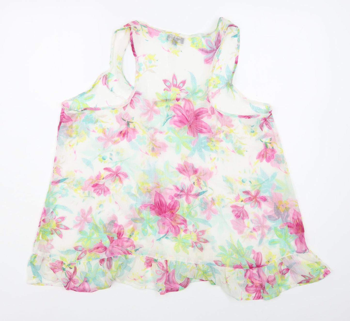 Chemistry Womens Multicoloured Floral Polyester Basic Tank Size L Scoop Neck