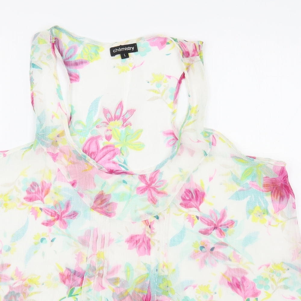 Chemistry Womens Multicoloured Floral Polyester Basic Tank Size L Scoop Neck