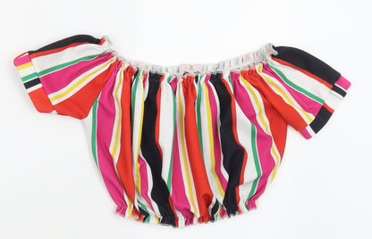 New Look Womens Multicoloured Striped Polyester Cropped Tank Size 8 Off the Shoulder