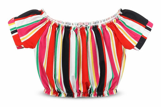 New Look Womens Multicoloured Striped Polyester Cropped Tank Size 8 Off the Shoulder