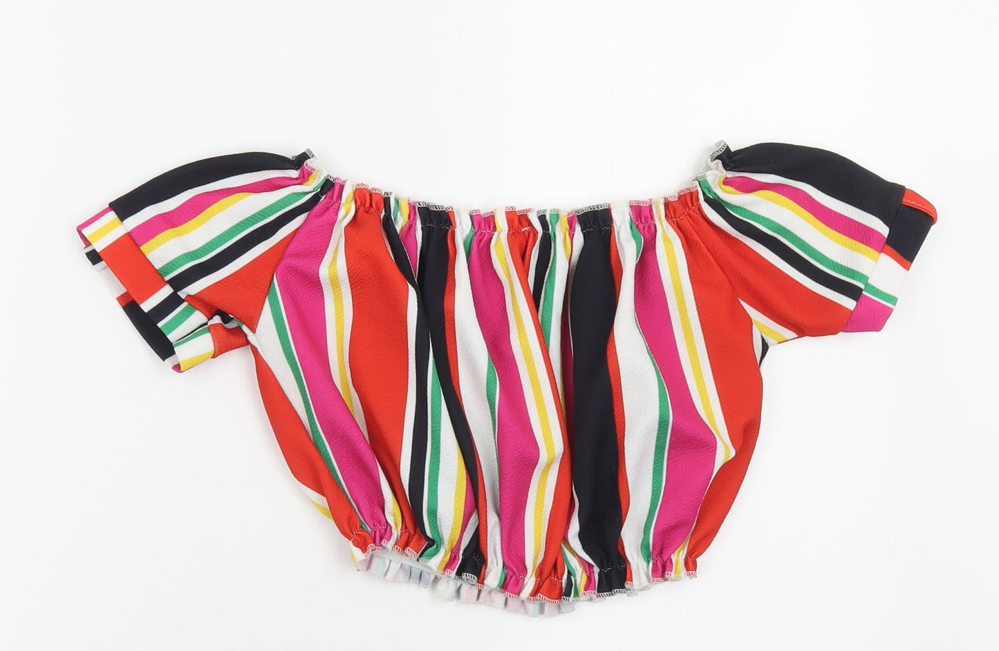 New Look Womens Multicoloured Striped Polyester Cropped Tank Size 8 Off the Shoulder