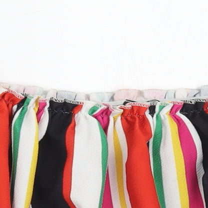 New Look Womens Multicoloured Striped Polyester Cropped Tank Size 8 Off the Shoulder