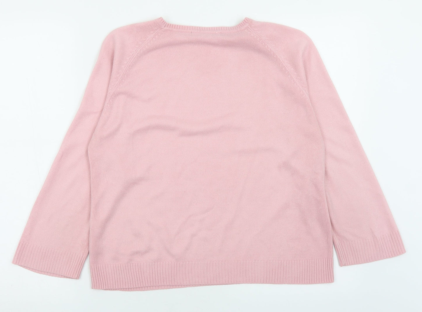 Dunnes Stores Womens Pink Crew Neck  Acrylic Pullover Jumper Size M