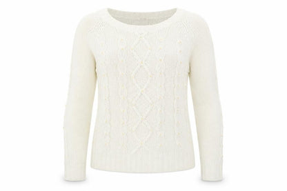 evie Womens White Boat Neck  Acrylic Pullover Jumper Size 10