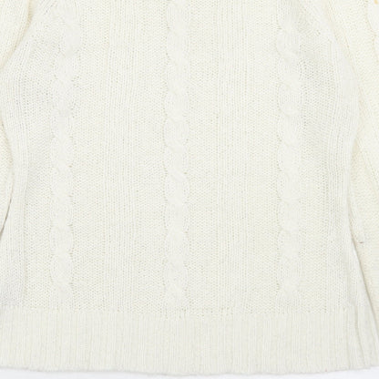 evie Womens White Boat Neck  Acrylic Pullover Jumper Size 10