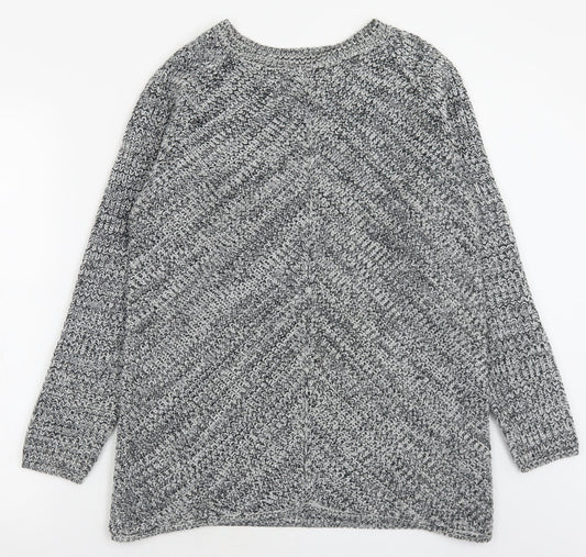 Peacocks Womens Grey Boat Neck  Acrylic Pullover Jumper Size M