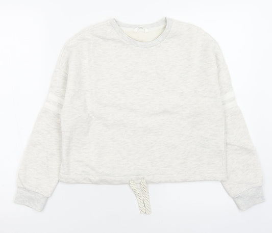 Marks and Spencer Girls Grey Crew Neck  Cotton Pullover Jumper Size 10-11 Years  Pullover