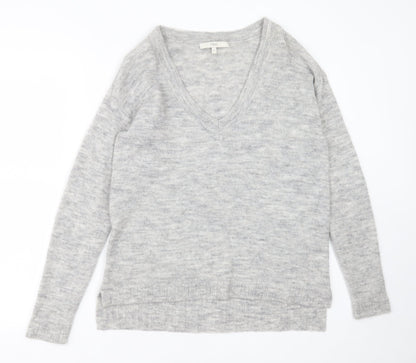 Next Womens Grey V-Neck  Acrylic Pullover Jumper Size 8