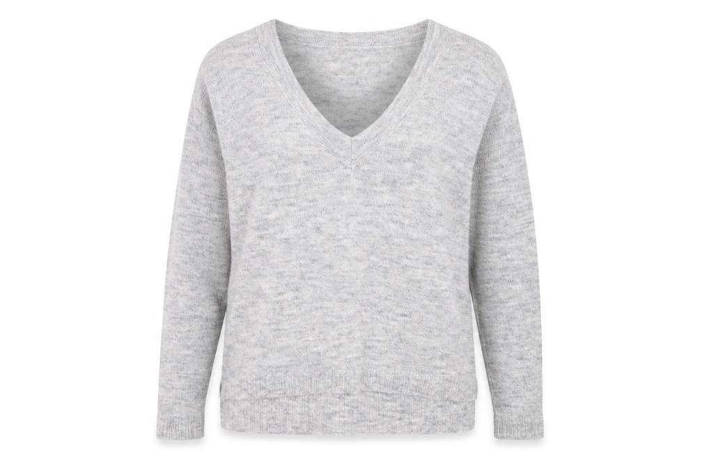 NEXT Womens Grey V-Neck  Acrylic Pullover Jumper Size 8