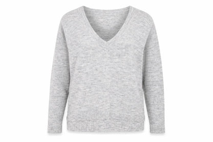 Next Womens Grey V-Neck  Acrylic Pullover Jumper Size 8