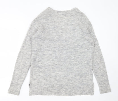 Next Womens Grey V-Neck  Acrylic Pullover Jumper Size 8