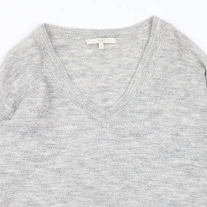 Next Womens Grey V-Neck  Acrylic Pullover Jumper Size 8