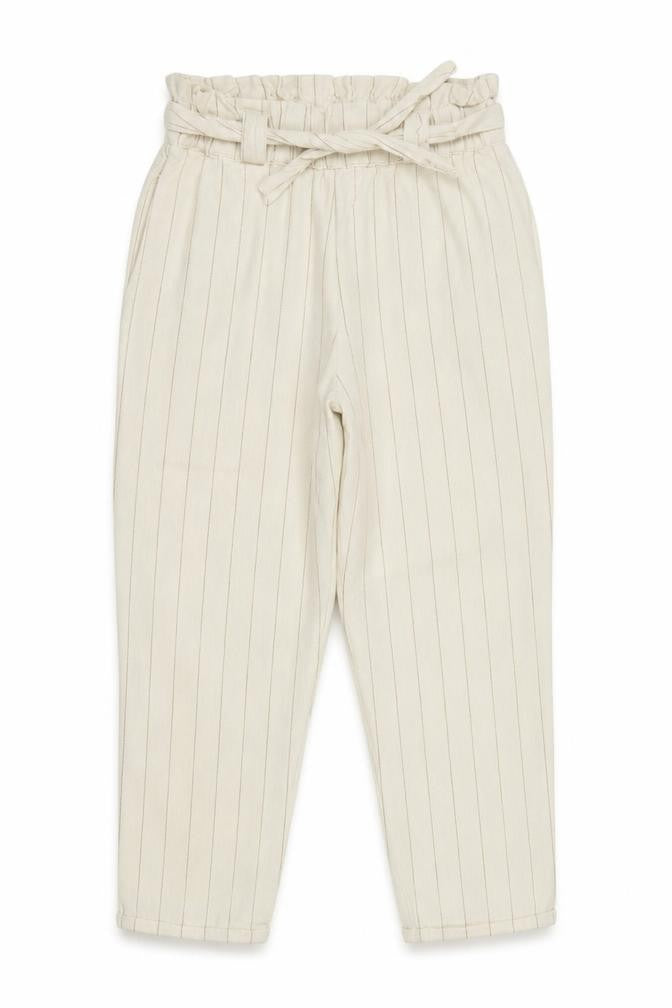 Dunnes Stores Girls Ivory Striped Cotton Chino Trousers Size 8 Years  Regular Tie