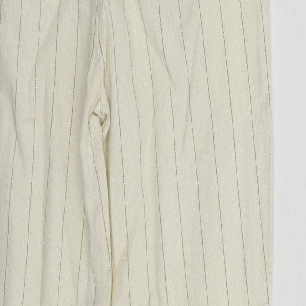 Dunnes Stores Girls Ivory Striped Cotton Chino Trousers Size 8 Years  Regular Tie