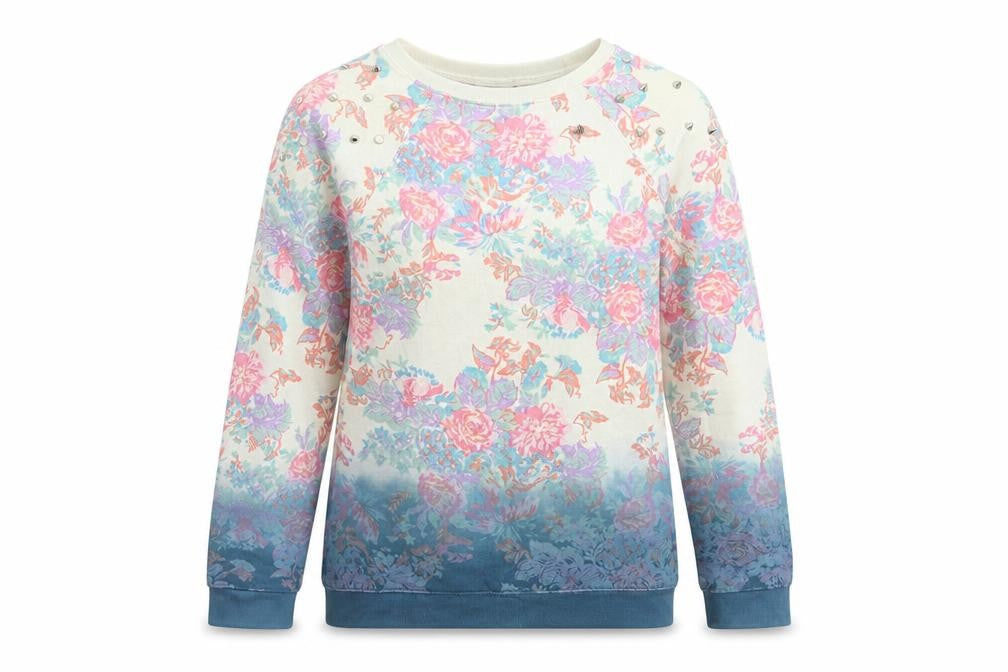 Topshop Womens Multicoloured Floral Cotton Pullover Sweatshirt Size 8  Pullover