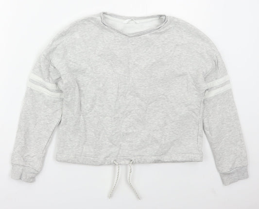Marks and Spencer Girls Grey Striped Cotton Pullover Sweatshirt Size 11-12 Years  Pullover