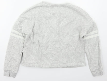 Marks & Spencer Girls Grey Striped Cotton Pullover Sweatshirt Size 11-12 Years  Pullover