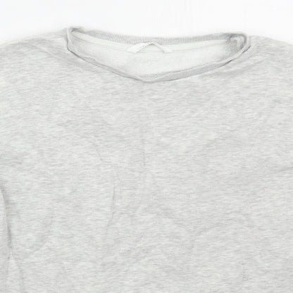 Marks & Spencer Girls Grey Striped Cotton Pullover Sweatshirt Size 11-12 Years  Pullover