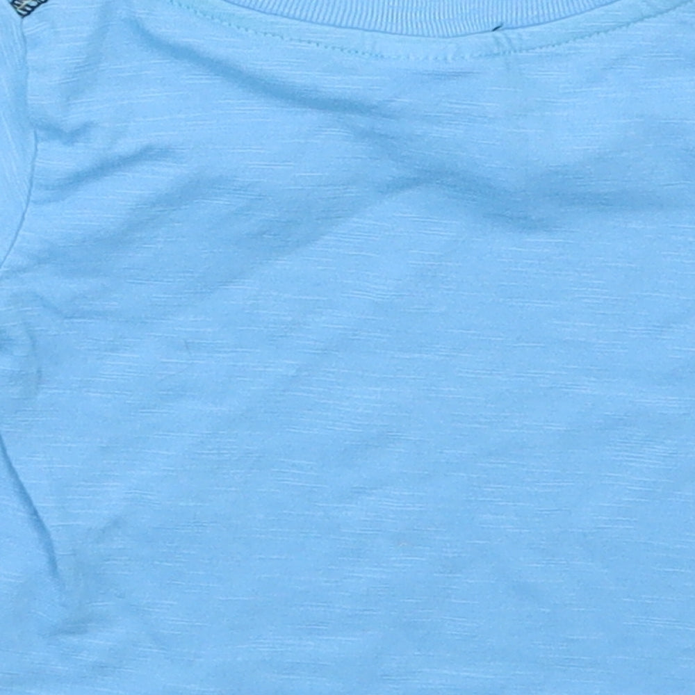 Peacocks Boys Blue  Cotton Basic T-Shirt Size 6-9 Months Crew Neck Pullover - Awesome Monkey