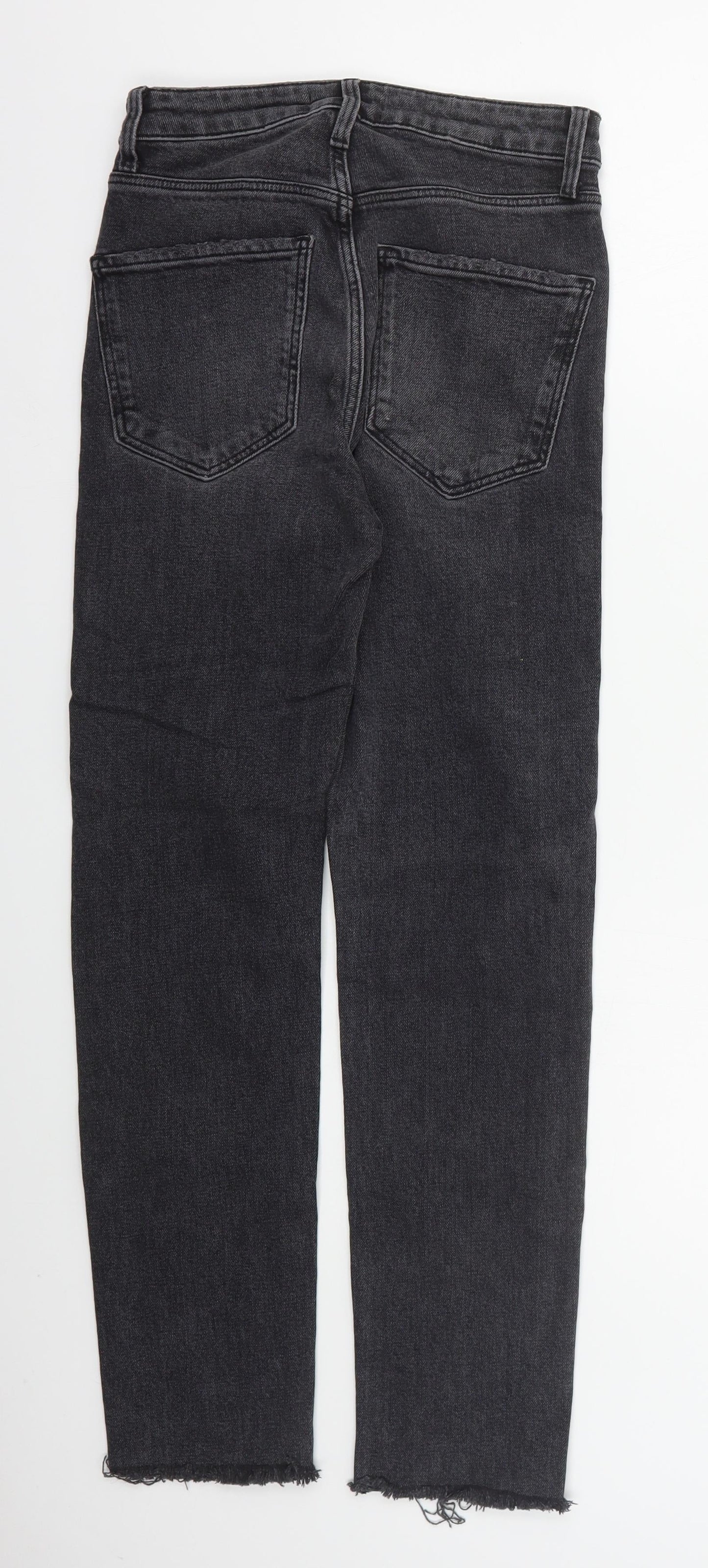 Zara Womens Grey  Cotton Skinny Jeans Size 6 L26 in Regular Button - Distressed Hem