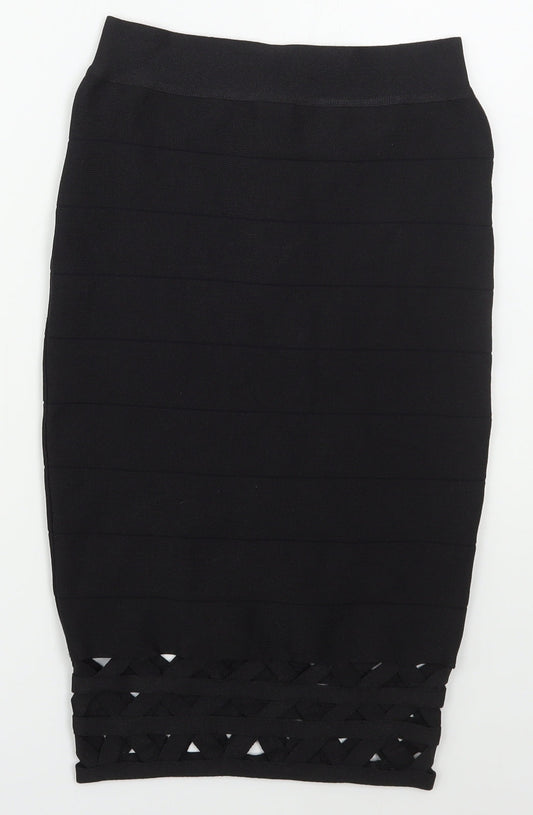 Supre Womens Black  Nylon Straight & Pencil Skirt Size S   Zip