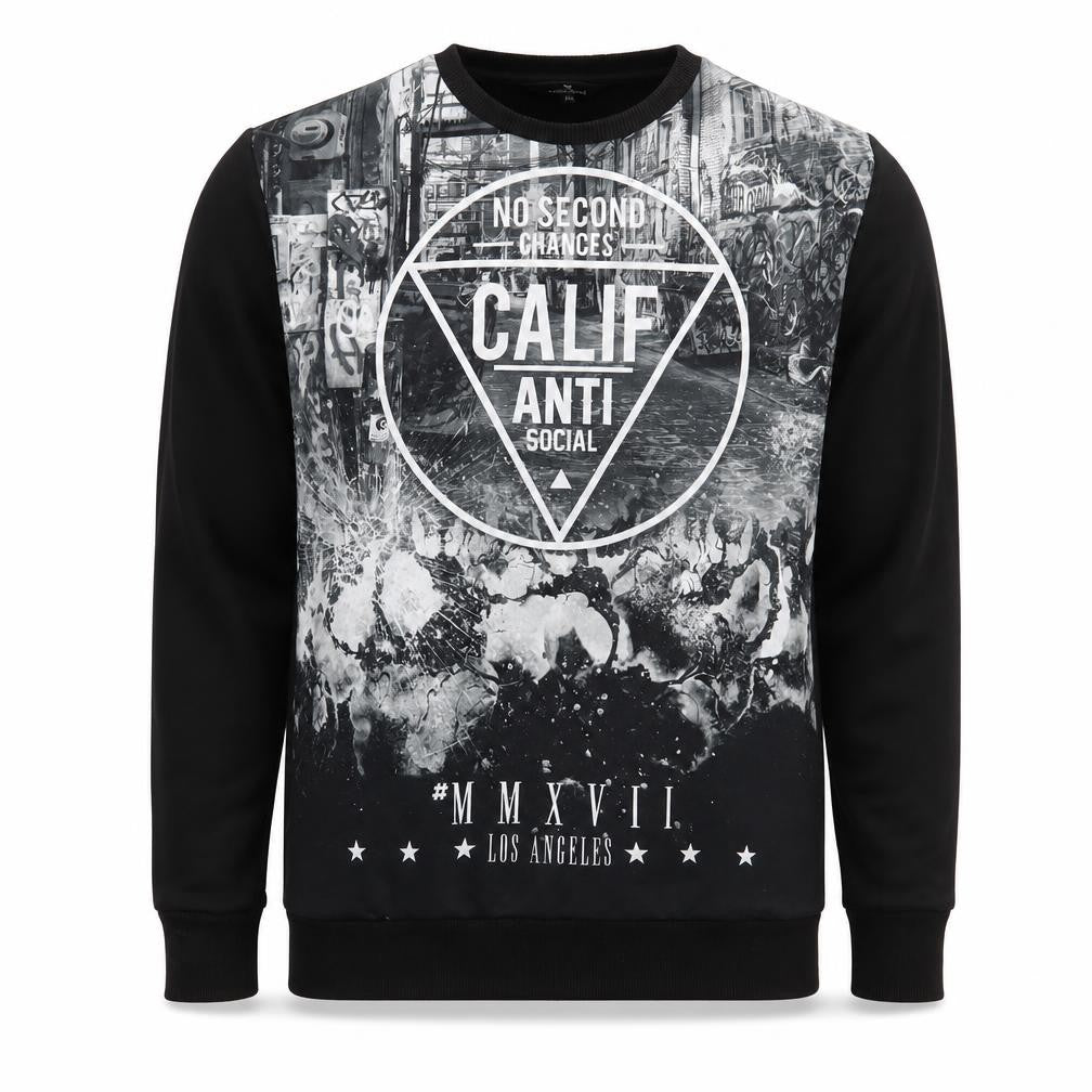 River Island Mens Black  Polyester Pullover Sweatshirt Size XS   - No Second Chances Anti Social