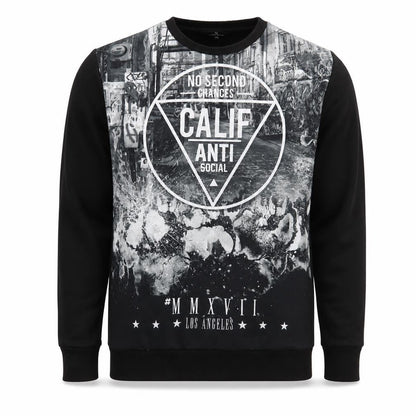River Island Mens Black  Polyester Pullover Sweatshirt Size XS   - No Second Chances Anti Social
