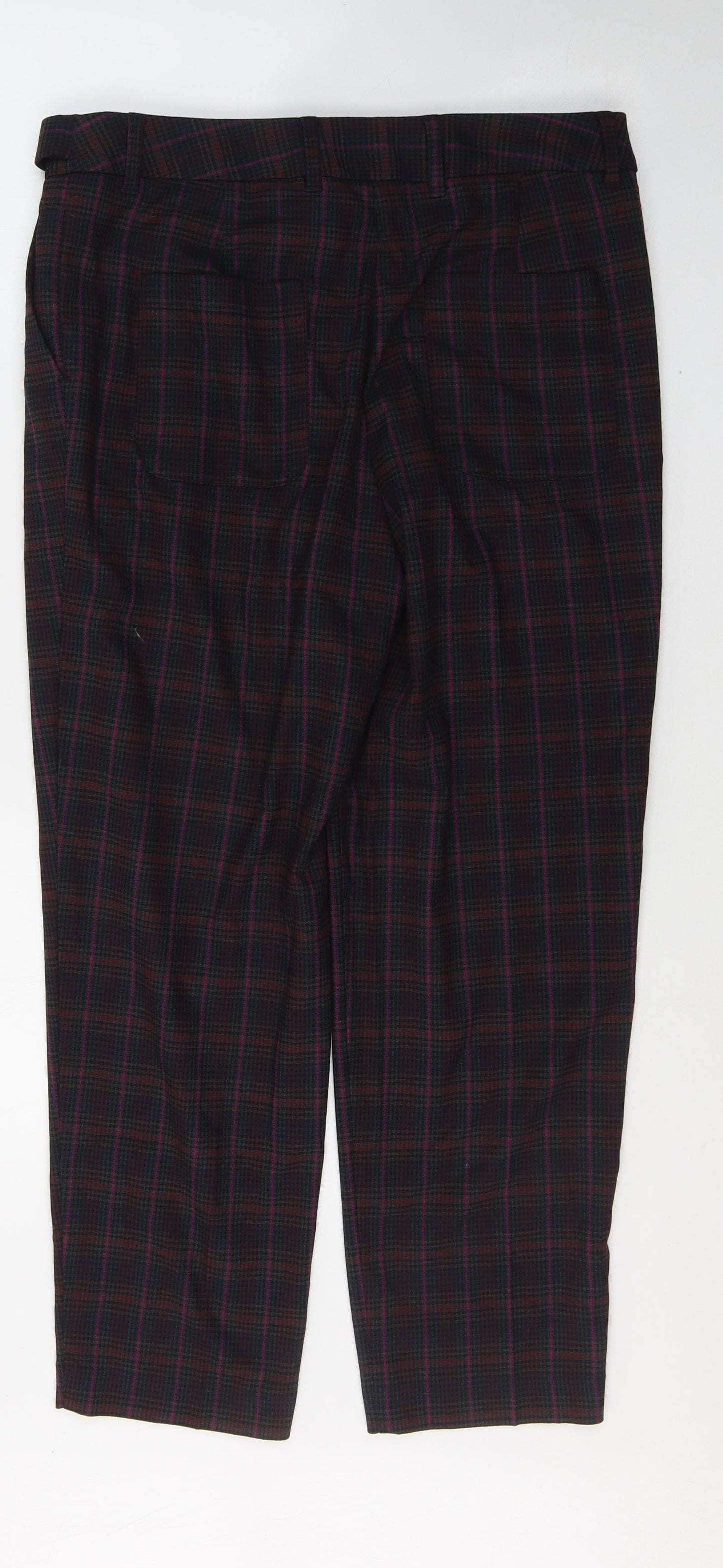 NEXT Womens Red Plaid Polyester Trousers  Size 12 L25 in Regular Button