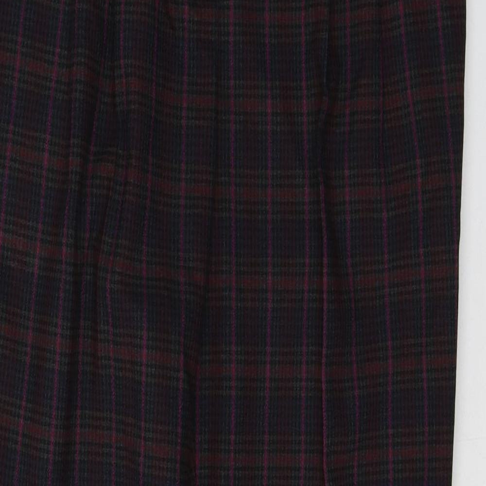 NEXT Womens Red Plaid Polyester Trousers  Size 12 L25 in Regular Button