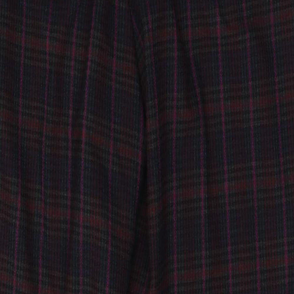 NEXT Womens Red Plaid Polyester Trousers  Size 12 L25 in Regular Button