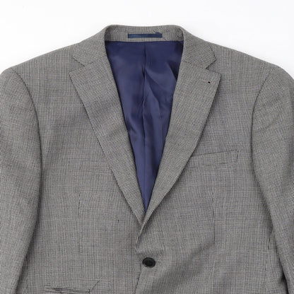 Next Mens Black Houndstooth Wool Jacket Suit Jacket Size M