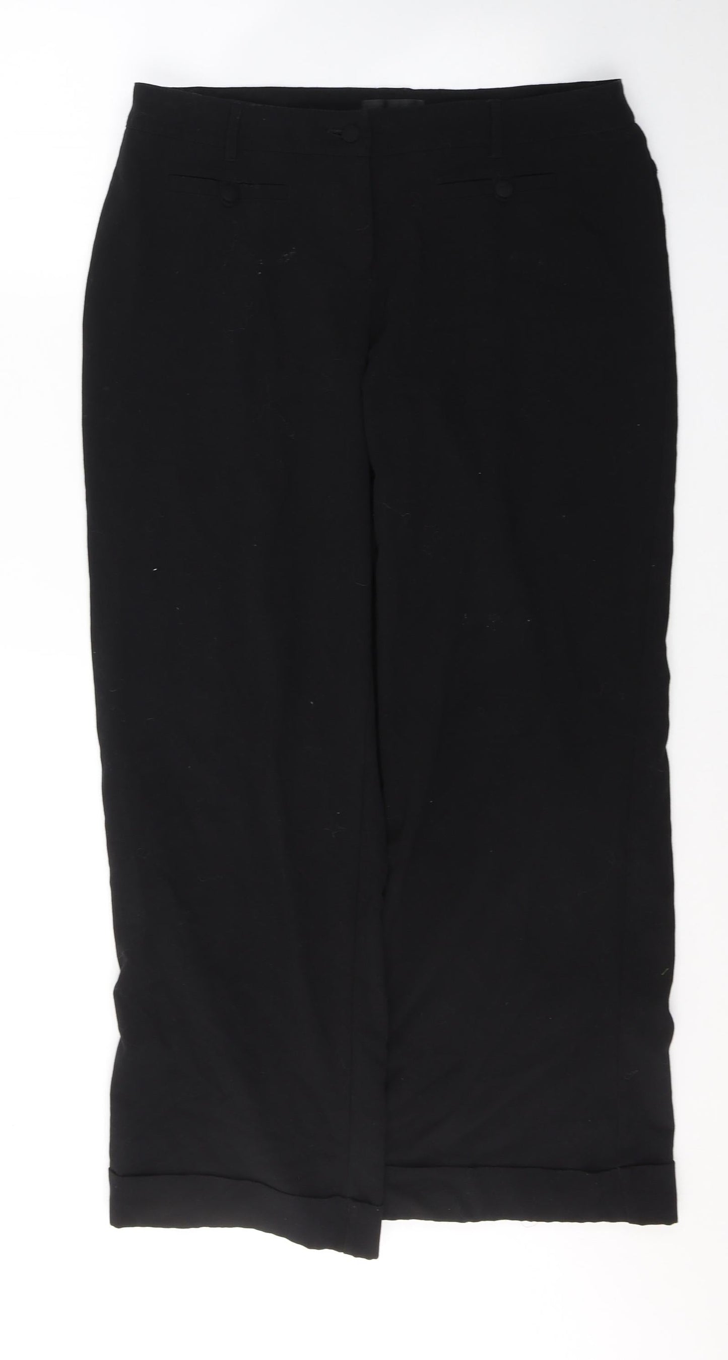 Papaya Womens Black  Polyester Trousers  Size 14 L28 in Regular Button